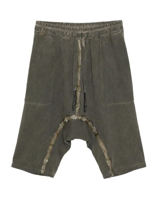 69 Gray Elasticated-Waistband Drop-Crotch Shorts for men