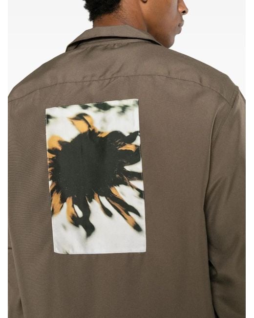 Oamc Peacemaker Brown Embroidery-Logo Shirt Jacket for men