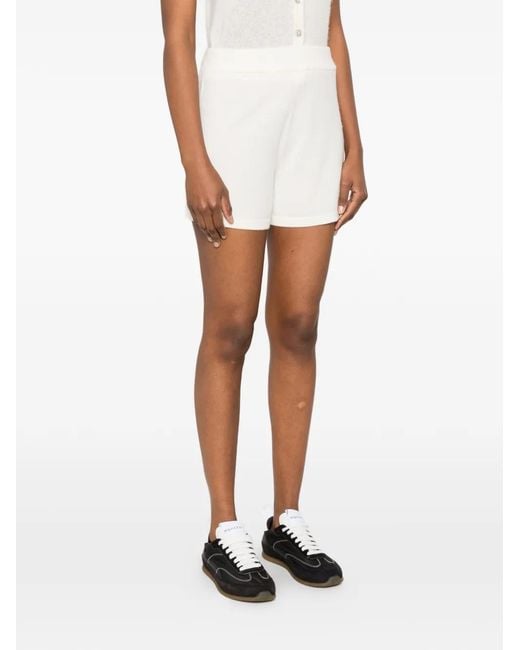 Bompard White Elasticated-Waist Shorts