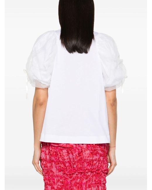 Simone Rocha Katoenen T-shirt Met Ruchemouwen in het White