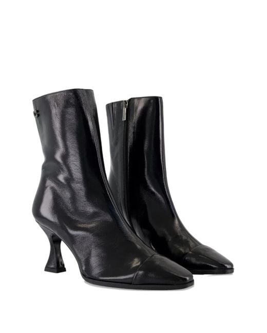 CAREL PARIS Black Cap-Toe Leather Boots