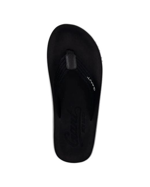 Gant Black Logo-Print Flip-Flops for men