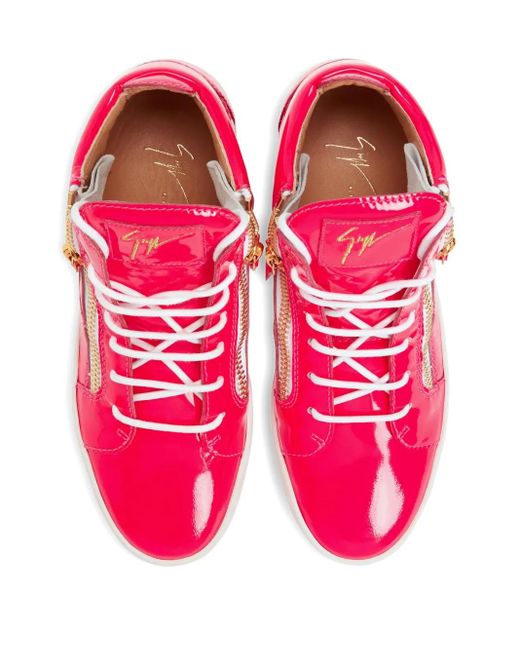 Giuseppe Zanotti Pink Kriss Zip-Fastening Patent Leather Sneakers