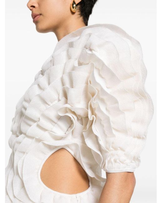 Robe longue volantée à design asymétrique Chloé en coloris White