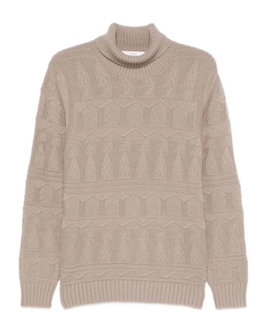 Mauro Ottaviani Rollkragenpullover Mit Zopfmuster in Natural für Herren