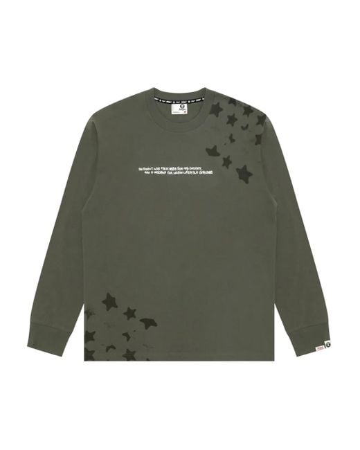Aape By A Bathing Ape Green Star Camouflage Long-Sleeved Sweatshirt for men