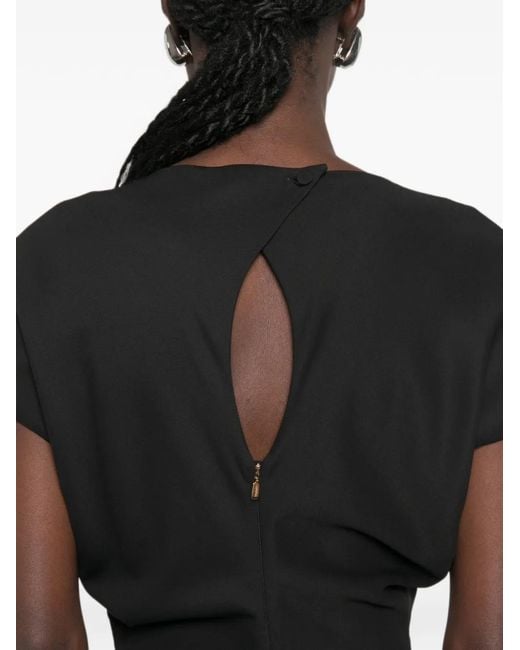 Agnona Black Cap-Sleeve Maxi Dress
