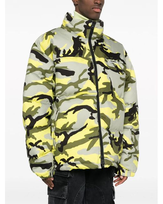 Vetements Yellow Camouflage-Print Puffer Jacket