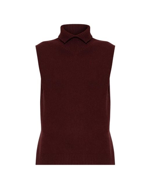 Jil Sander Purple Ribbed-Knit Collared Sleeveless Vest