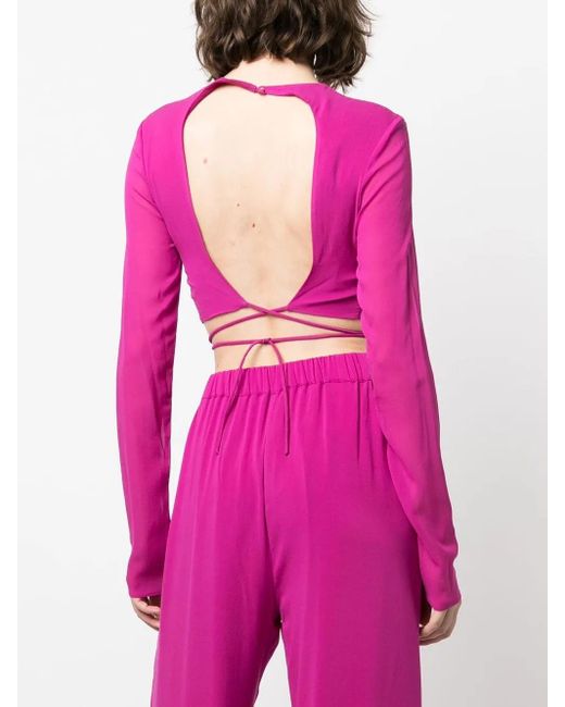 ANDAMANE Pink Waist Tie-Fastening Top