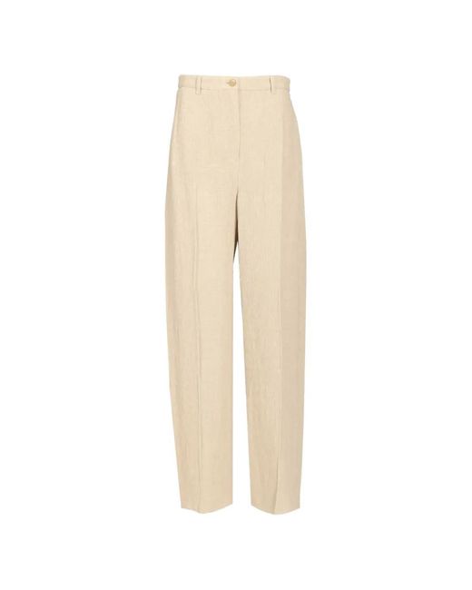 Emporio Armani Natural Pressed-Crease Straight-Leg Trousers