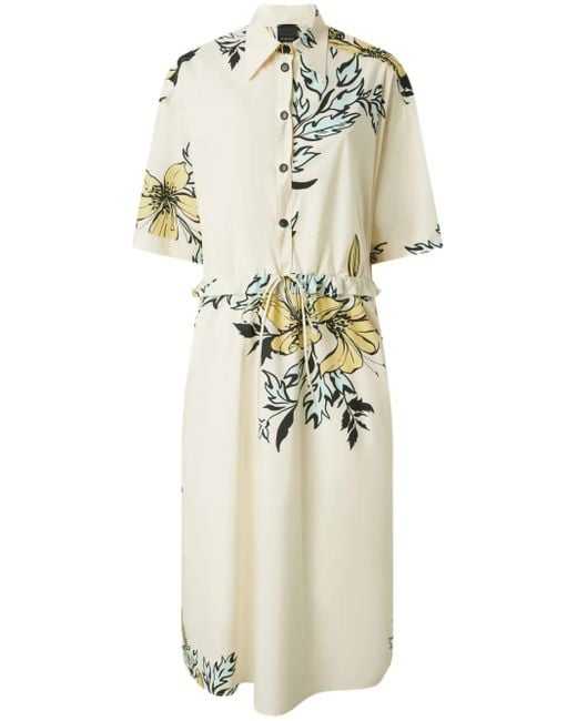 Vestido camisero con estampado floral Pinko de color White