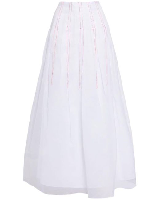 Contrast thread-detail cotton midi skirt Rosie Assoulin de color White