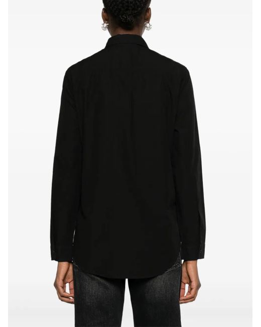R13 Black Organza-Panel Cotton Shirt