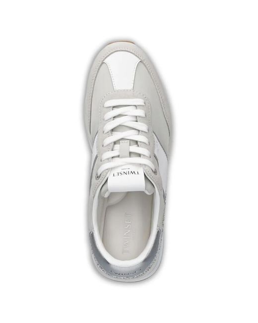 Twinset White Glitter Panel Sneakers