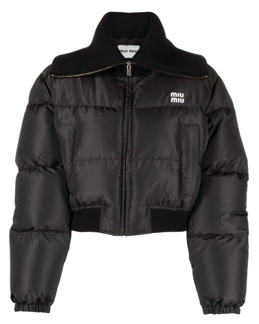 Miu Miu Black Logo-print Puffer Jacket