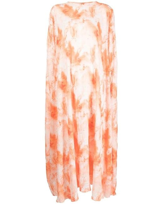 Bambah Orange Caftan À Col Rond