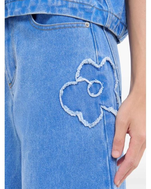 Marni Blue Embroidered Straight-Leg Jeans