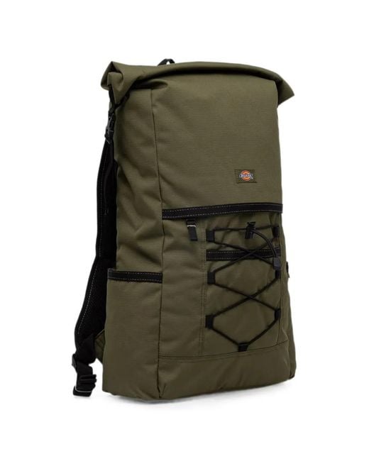 Dickies Green Roll-Top Logo-Patch Backpack