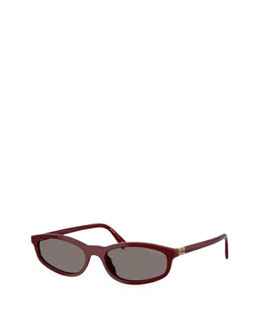 Miu Miu Red Regard Oval-Frame Sunglasses