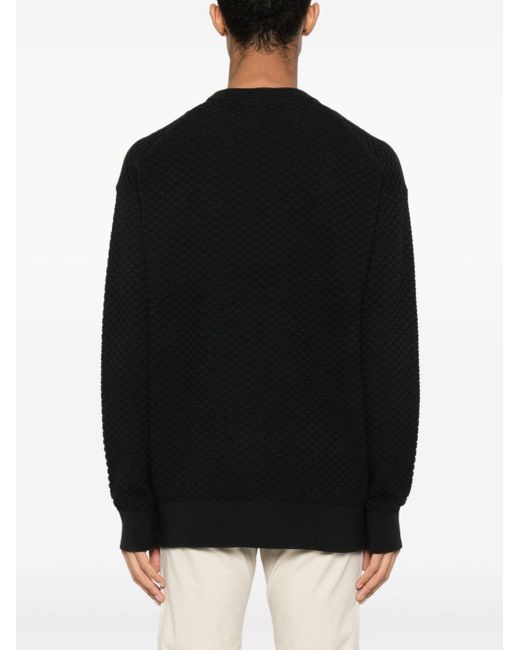 Calvin Klein Black Texture Crew Neck Sweater for men