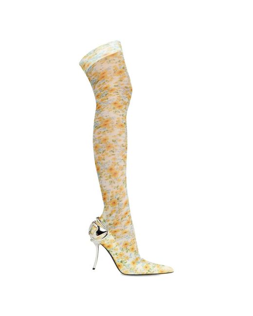 DIESEL Metallic D-Ten&Half Floral-Pattern Sock Boots