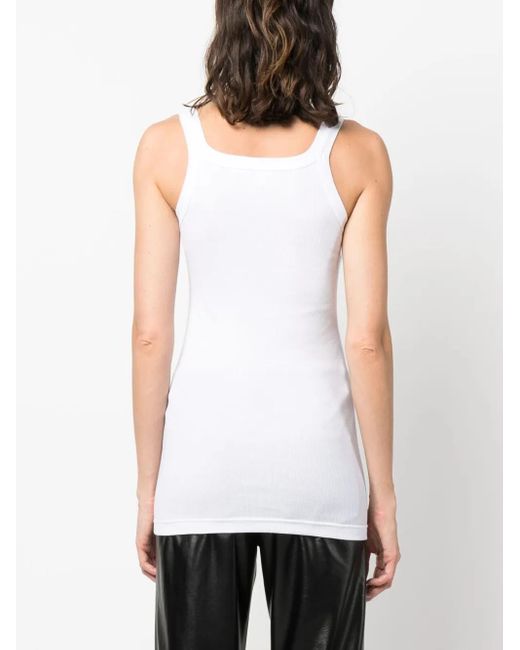 Random Identities White Logo-Print Ribbed-Knit Tank Top