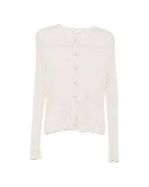 Vince White Ribbed Buttoned Cardigan