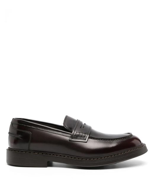 Doucal's Black High-Shine Leather Loafers for men