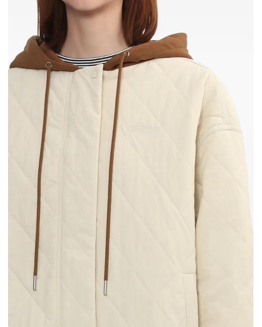 Mini Cream Natural Hooded Quilted Jacket