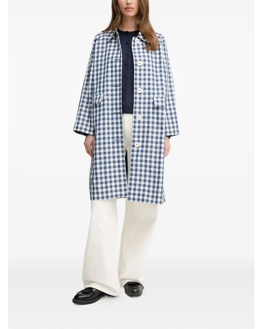 Benetton Blue Gingham-Check Coat