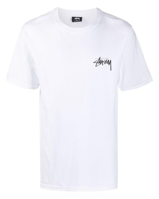 Stussy White Mushroom Print T-shirt for men