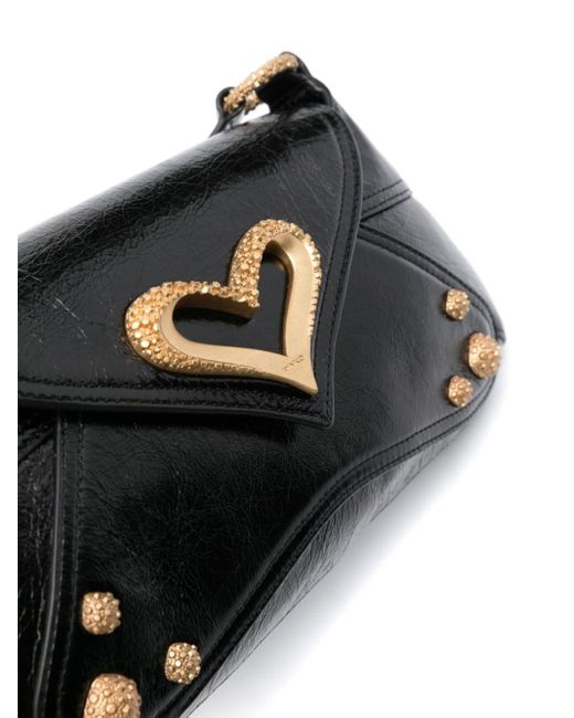 Pinko Black Classic 520 Naplak Vintage Leather Shoulder Bag