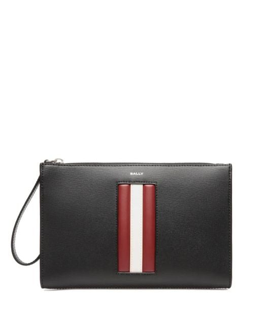 Bally Black Panel-Detail Leather Clutch Bag for men