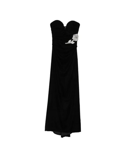 Adamaris Black Crystal-Embellished Strapless Maxi Dress