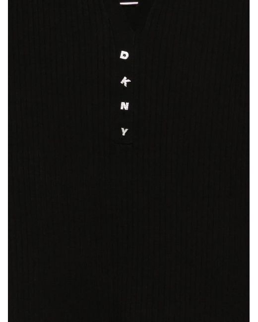 DKNY Black Buttoned Knitted Top