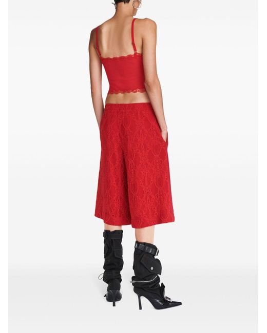 Dion Lee Red Lace-trim Ribbed Tank Top