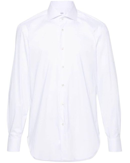 Barba Napoli Popeline Overhemd in het White voor heren