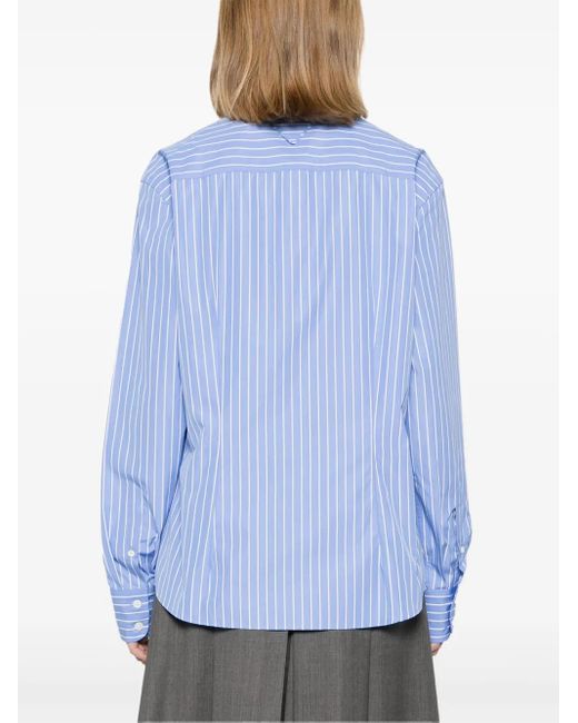 Prada Blue Chemise En Popeline À Rayures