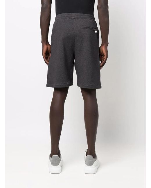 McQueen Gray Stripe-Detail Track Shorts for men