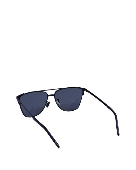 Saint Laurent Blue Square-Frame Double-Bridge Sunglasses