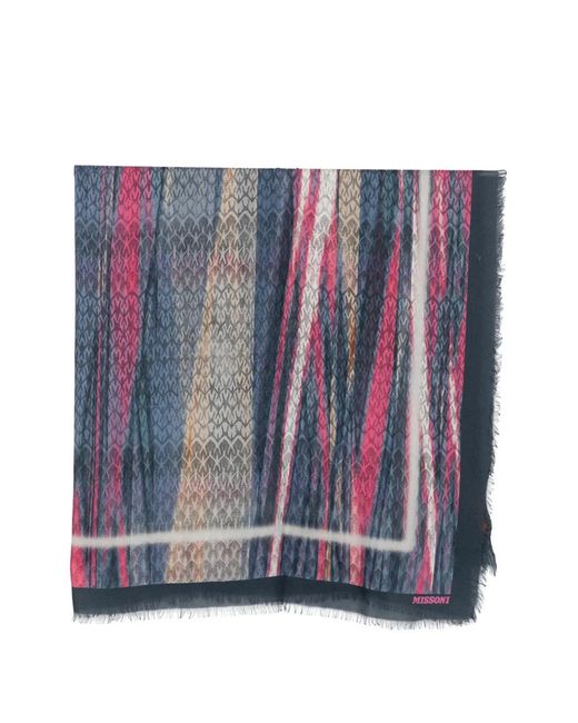 Sciarpa Con Stampa A Zigzag di Missoni in Blue