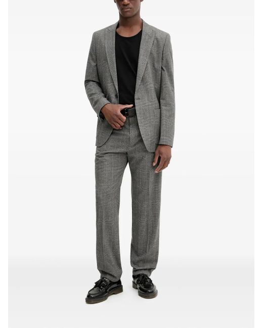 HUGO Gray Checked Single-Breasted Blazer for men