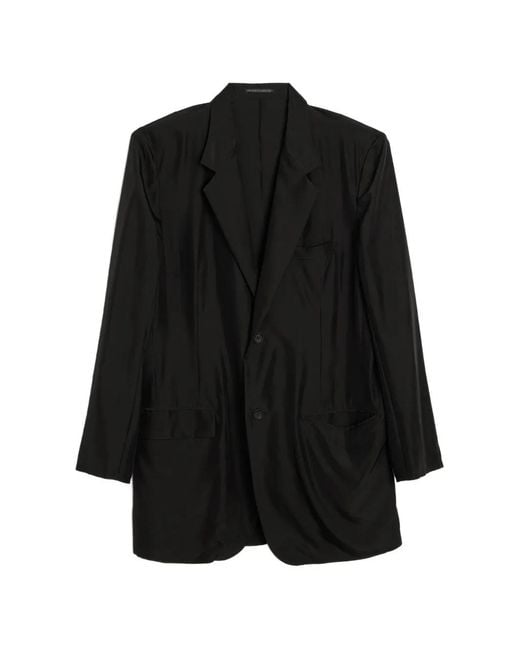 Yohji Yamamoto Black Two-Button Silk Jacket for men