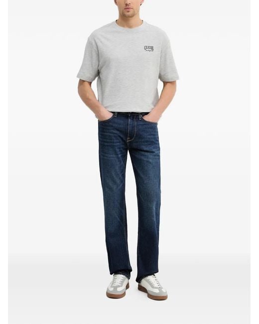 Guess Blue Logo-Patch Jeans for men