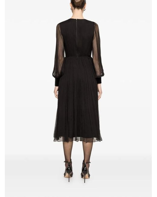 Nissa Black Velvet Bow Midi Dress