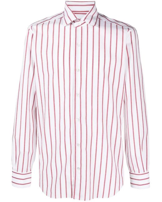 Barba Napoli Pink Stripe-Print Cotton Shirt for men