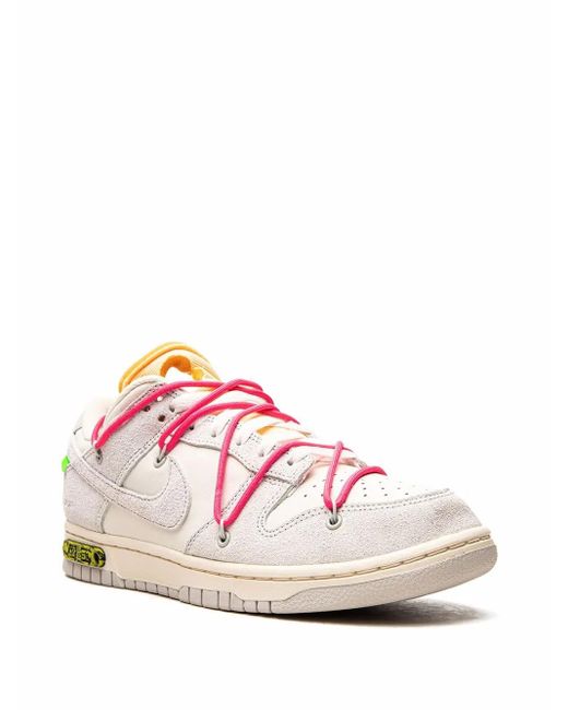NIKE X OFF-WHITE Pink Nike Dunk Low "Lot 17" Sneakers