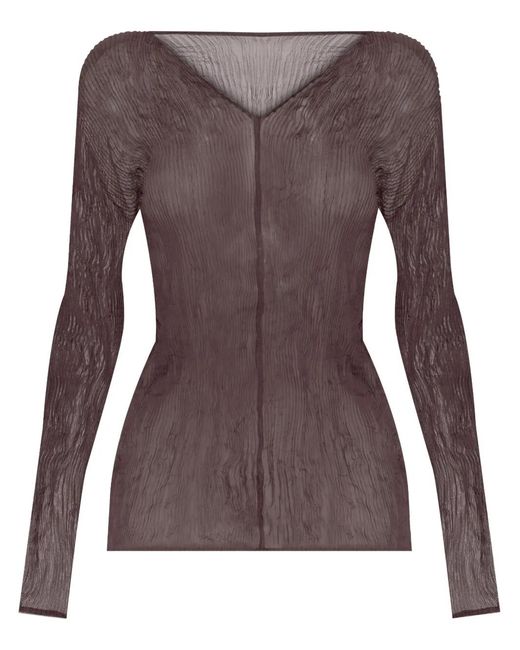 Issey Miyake Brown Chiffon Top