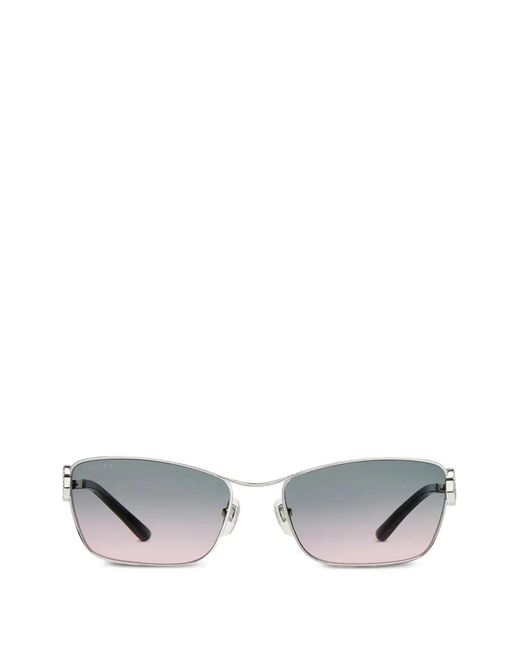 Gucci White Rectangular-Frame Sunglasses